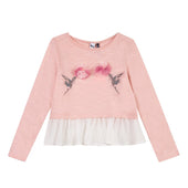 3 Pommes Girls Salmon Pink Frill Top